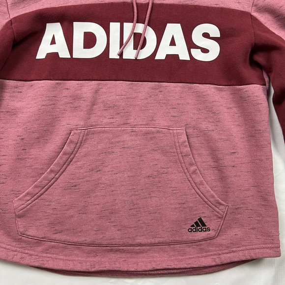 Adidas Sweater Women Small Pink Maroon White Hoodie Sweatshirt Ladies Small - Picture 2 of 7